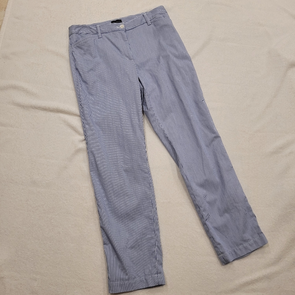 TALBOTS  Stretch Cotton Chino blue white stripe size 8
